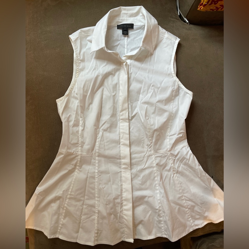 Saks White Peplum Button Down